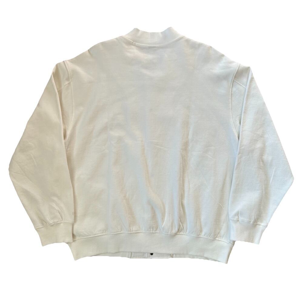 Cory Vines Mens Bomber Jacket Sweatshirt Size Lg Off White Fleece Varsity Style - Picture 2 of 8